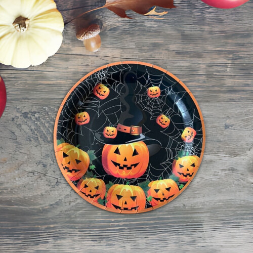 Χάρτινα πιάτα για το Halloween 7 ιντσών – Σχεδιασμός κάστρου με κολοκύθα φαντασμάτων