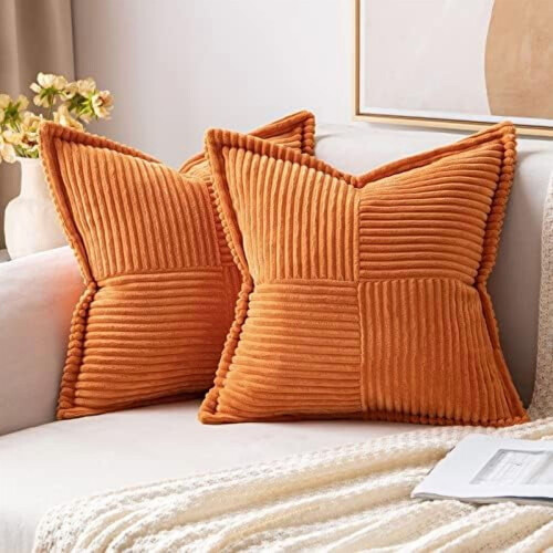 Oranssit samettityynynpäälliset 20 x 20 tuumaa, 2 kpl