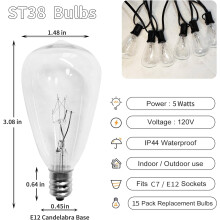 JINYUN ST38 Replacement Bulbs E12 5W Warm White