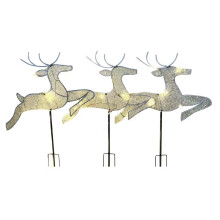 Christmas metal deer garden insert set 3 pieces