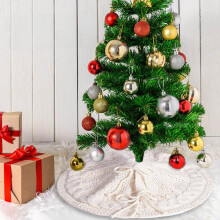 Jupe de sapin de Noël tricotée à la main avec motif tablier