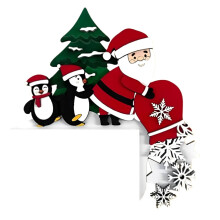 HBASD Christmas door topper wooden penguin decoration