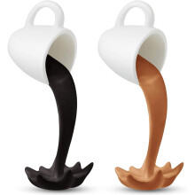 Floating Coffee Cup Sculpture Mini Art Decoration 2 pcs