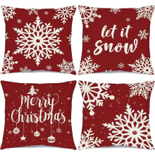 Housses de coussin de Noël style ferme rustique en lin 45 x 45 cm