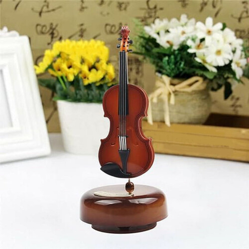 Violin Music Box Vintage Rotating Base1Piece