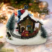 LED Miniature House Village Set Christmas Snow Scene