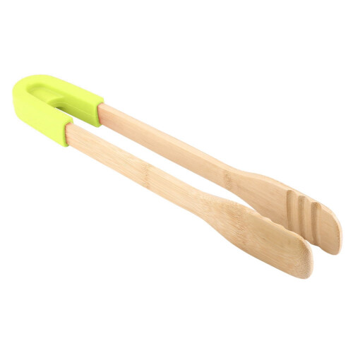 Pinça de madeira para servir churrasco, 30 cm, verde