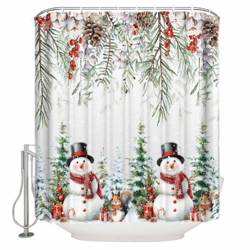 Snømann dusjforheng 180 cm x 230 cm polyester vanntett