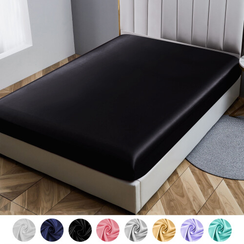 Drap-housse King à poches profondes en polyester effet satiné