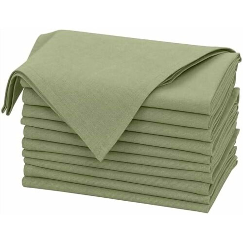 Lot de 12 serviettes de table en lin et coton, 50 x 50 cm