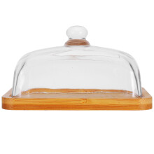 Beurrier rectangulaire en bois avec couvercle en verre