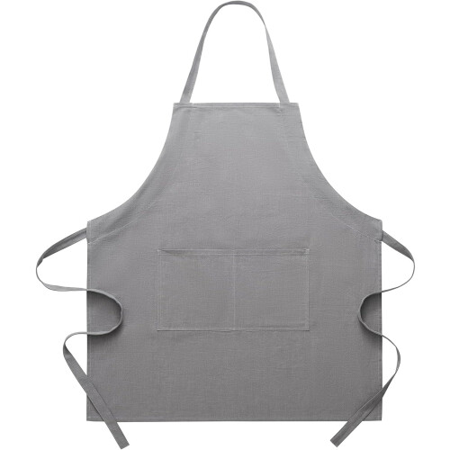 Grembiule in cotone e lino con spalline regolabili e tasche.