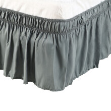 Jupe de lit en polyester, taille King, retombée de 38 cm (15 pouces), gris foncé