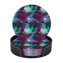 Set di 6 sottobicchieri in pelle a tema galassia