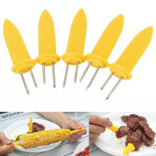 Yellow Corn on the Cob Holder BBQ Prongs 10 pcs
