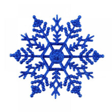 Glitter Snowflake Ornaments Sapphire Blue 6PCS 3.9 inch