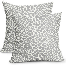 Housses de coussin léopard gris et blanc 45,7 x 45,7 cm, lot de 2