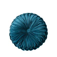 Velvet Round Throw Pillow Pleated Pumpkin Shape 18x18 Inch