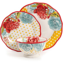 Pioneer Woman Blossom Jubilee 12-Piece Ceramic Dinnerware