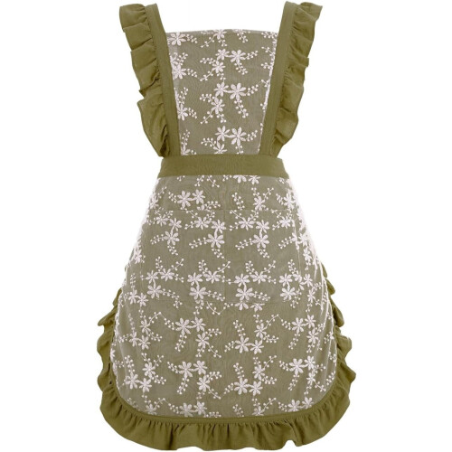 Vintage blomsterprintet forkle med lommer