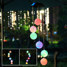 Boule lumineuse solaire carillon éolien – Multicolore, Extérieur