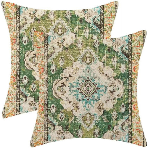 Capas de almofada boho 50x50cm, estampa persa Monaco verde.