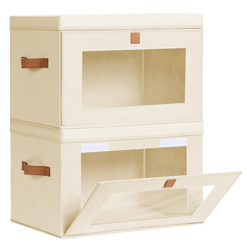 Boîte de rangement à ouverture frontale avec fenêtre transparente