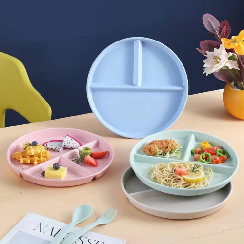 Ensemble d'assiettes compartimentées en fibres de blé – 3 compartiments