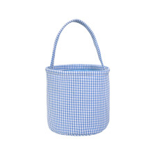 Modrý košík Gingham Tote – vedro z jutového plátna