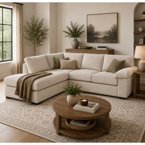 Furniture 786 Amalfi Jumbo Cord Left Hand Corner Sofa Mink