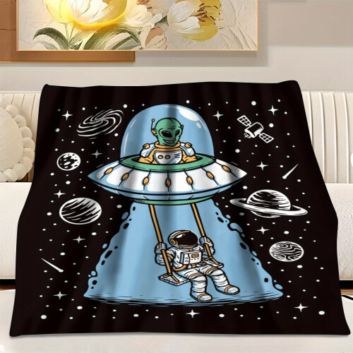 Flanellfilt med rymdskepp 150x200 cm