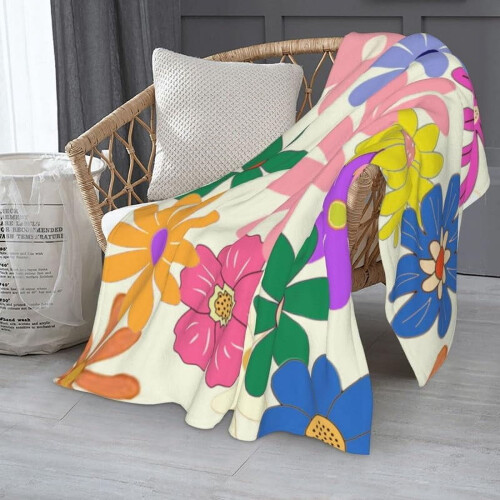 Retro blomsterpledd Boho flanell 122 x 152 cm 1