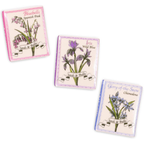Keramiska bokformade vildblomsmagneter, set med 3