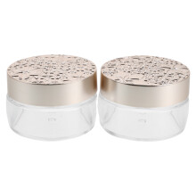 2Stk Silbrige Make-Up Pudercontainer Mit Schwämmchen Set