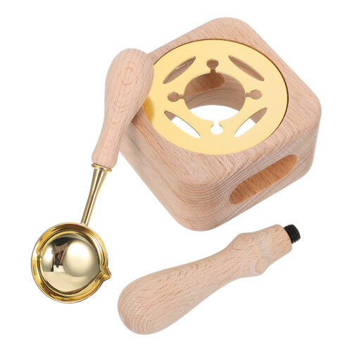 1Ensemble Chauffante Fourneau En Bois Pour Cachet De Cire