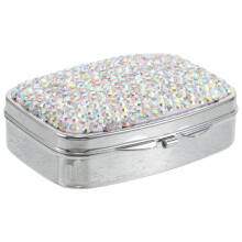 Stylish Metal Rhinestone Mini Medicine Storage Box for Purse