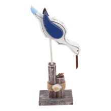 Seabird Statue Wood Multi Color Coastal Mantel Garden Decoration