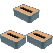 3Pcs Blue Desktop Tissue Holder Plastic Napkin Box for Home Use