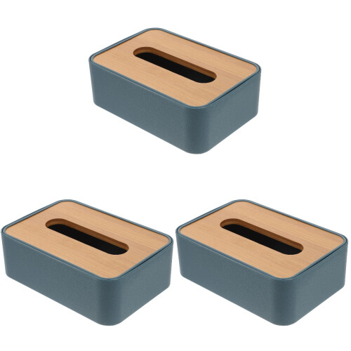 3Pcs Blue Desktop Tissue Holder Plastic Napkin Box for Home Use