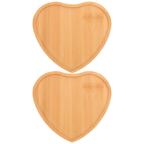 2Pcs Durable Bamboo Heart Craft Base for DIY Mosaic Coaster Making