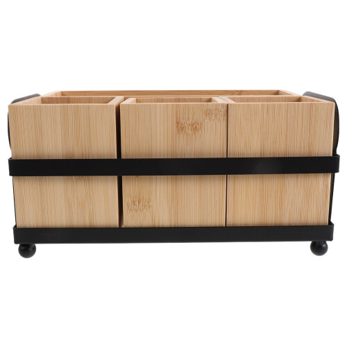 Holz Besteckhalter Mit 4 Fächern, Papier- Und Serviettenspender