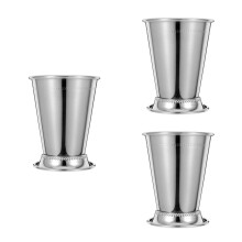 3Pcs Elegant Silver Metal Cocktail Cups for Mixed Drinks and Juices