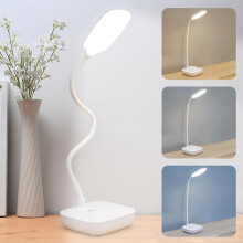 Lampe de bureau LED sans fil, flexible, tactile, 3 modes, luminosité réglable, rechargeable