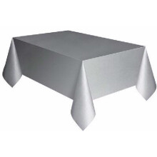 Silver Plastic Table Cover (137x274 cm)