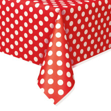 Ruby Red Polka Dot Plastic Party Table Cover (137x274 cm)