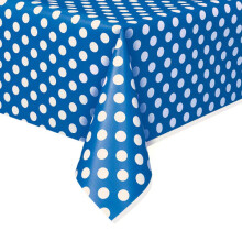 Royal Blue Dots Plastic Party Table Cover (137x274 cm)