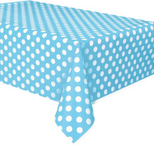 Powder Blue Dots Plastic Party Table Cover (137x274 cm)