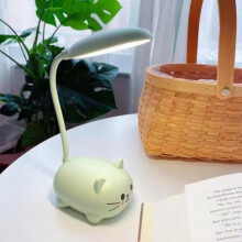 Lampe de bureau LED Mini chat vert, pliable et portable, rechargeable par USB,pour la chambre