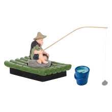 1Set Lifelike Floating Fisherman Statue PVC Metal Foam Fish Tank Decor
