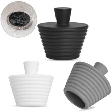 Sett med 3 silikonavløpsplugger, for vask, badekar, kjøkken, mål: 4,5 x 2,9 cm (svart, hvit, grå)